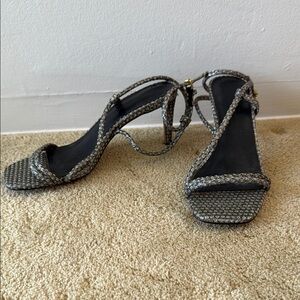 Rebecca Minkoff Black and Silver Strappy Heels
